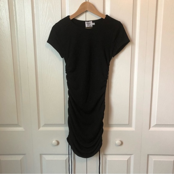 Princess Polly Dress Women’s 6 Ruched Side Black Stretch Tie Up Midi Bodycon - Picture 10 of 10